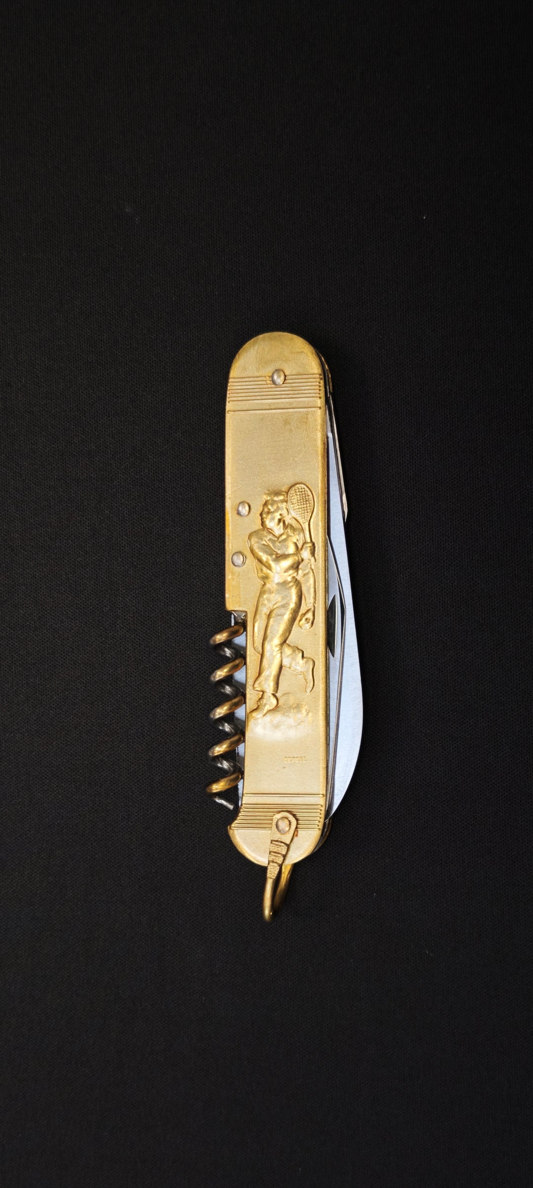 COUPERIER COURSOLLE 1176 – Couteau pliant artisanal - 6 fonctions, manche laiton - Version Sport (Tennis/Scout)