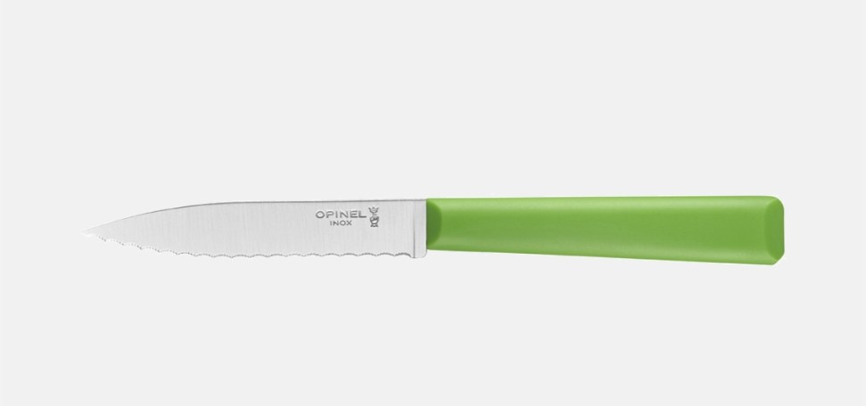 Opinel N°313 vert avec lame dentée en acier inoxydable de 10 cm.