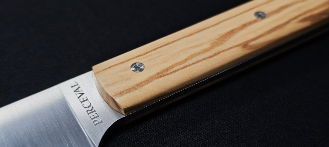 Perceval - Couteau de Cuisine demi chef 15 cm "éminceur" - manche en olivier | 947