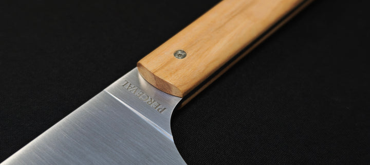 Perceval - Couteau de Cuisine demi chef 18 cm "éminceur" - manche en olivier | 947