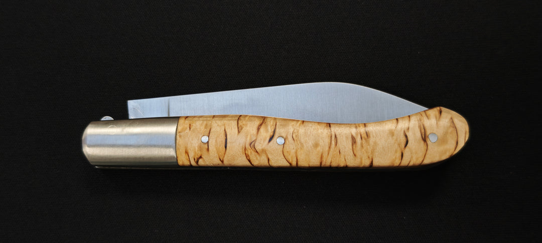 L'Aurillac par le Fidèle - Couteau pliant de poche manche en bois de bouleau - Ref : AUBL