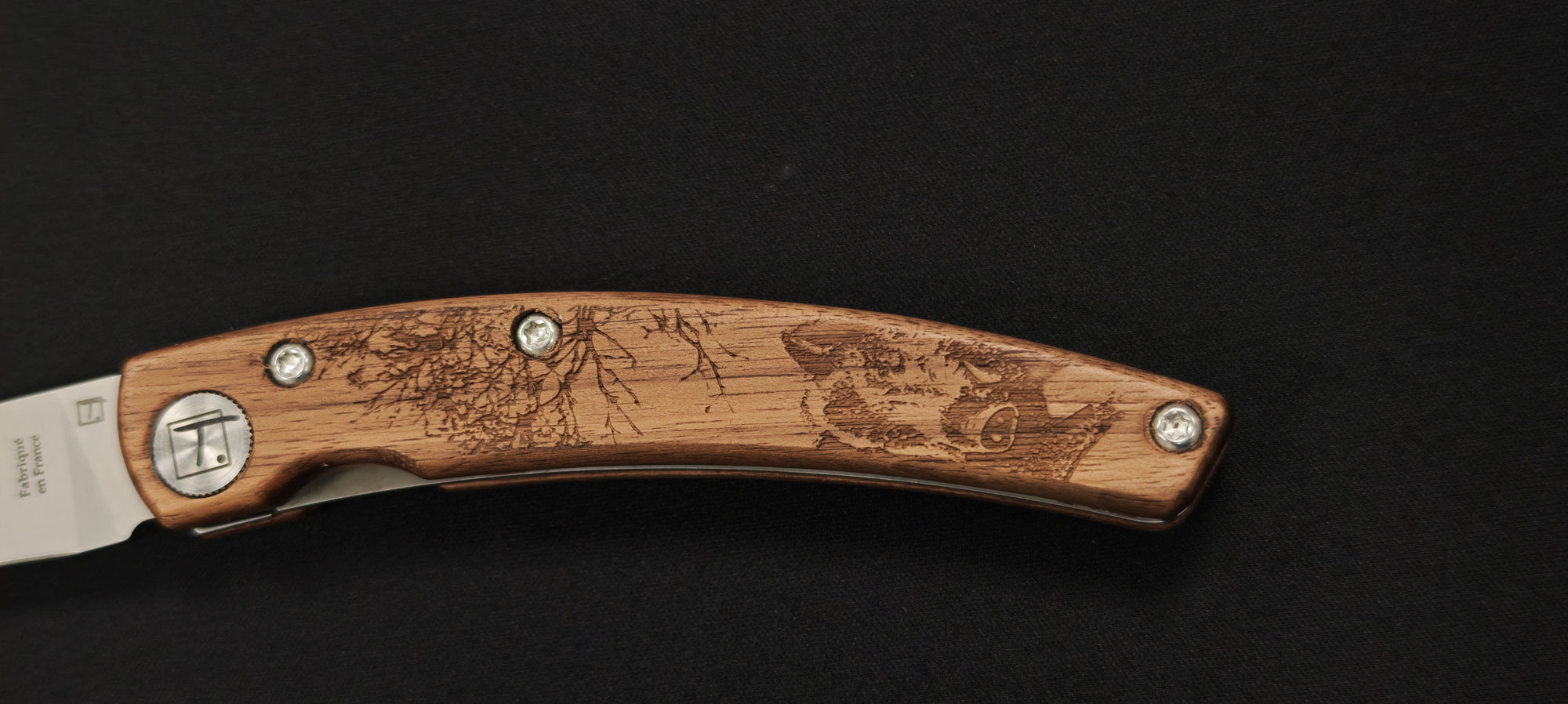 Claude Dozorme : Couteau de poche Le Thiers "Animalis" motif Sanglier