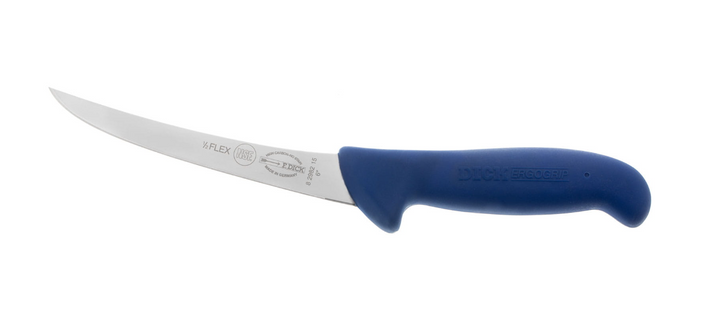 Dick ErgoGrip Couteau d’ébarbage demi flexible 15 cm - manche bleu