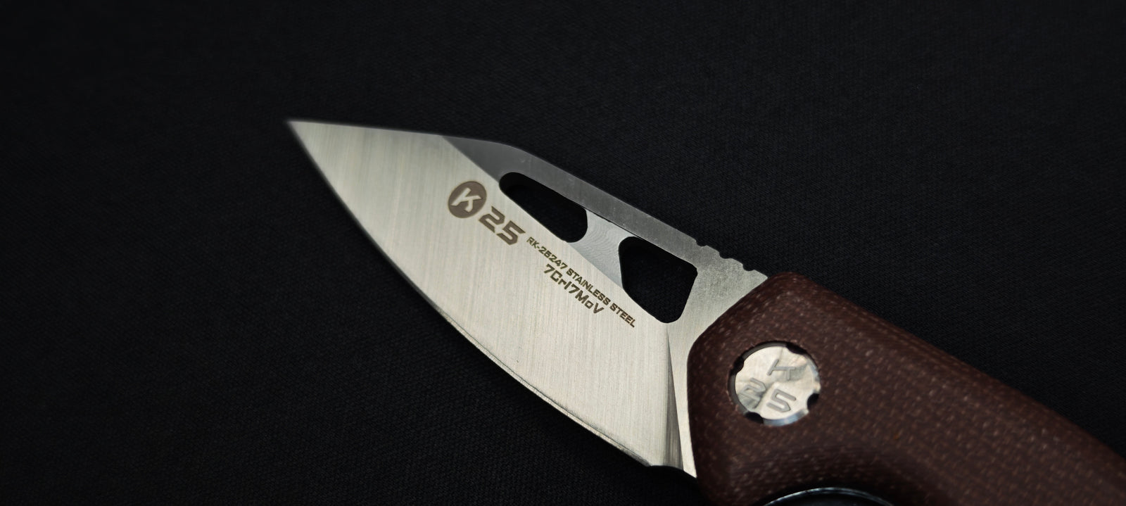 K25 25247 Couteau pliant micarta caramel lame 6,5 cm