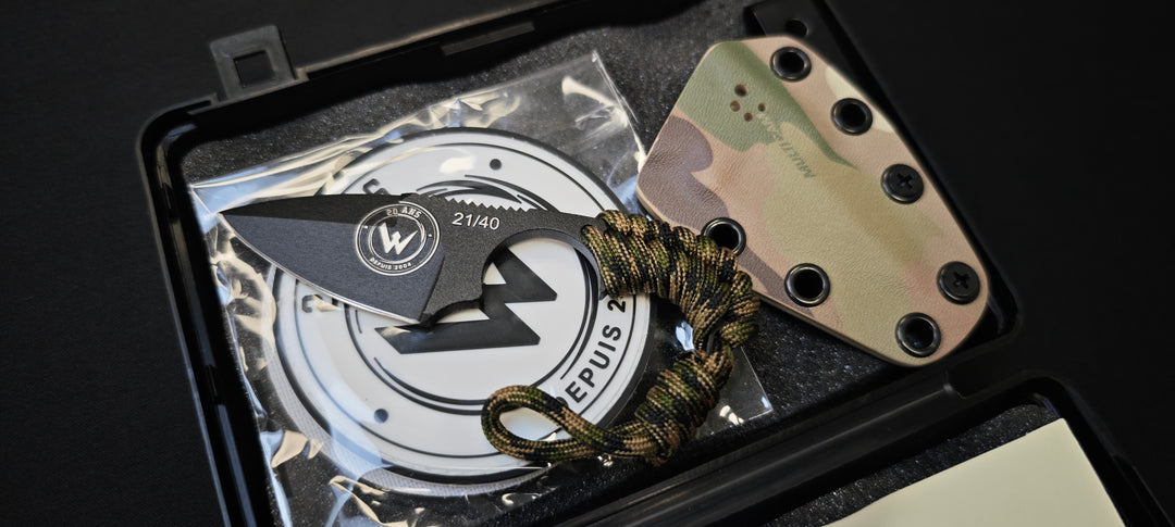 Wildsteer KRILL — couteau fixe 11,5 cm, lame 5 cm, acier 14C28N - Edition 20ème anniversaire - Série 21/40
