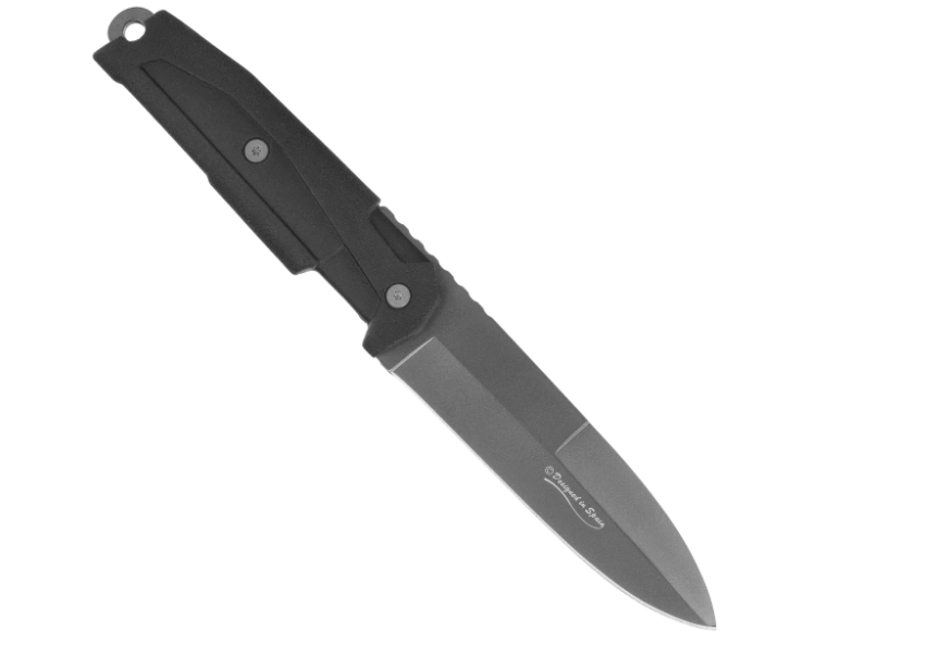 Couteau K25 RK 32392 AH-64 – manche caoutchouc noir – lame titane – acier 7Cr17Mov