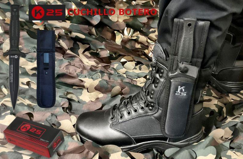 Couteau de botte K25 31825 – lame double tranchant 12,5 cm, manche G10, étui