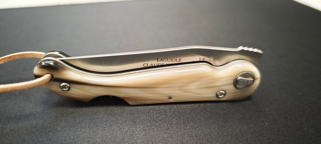 Couteau pliant Baroudeur Laguiole – Manche pointe de corne, lame lisse