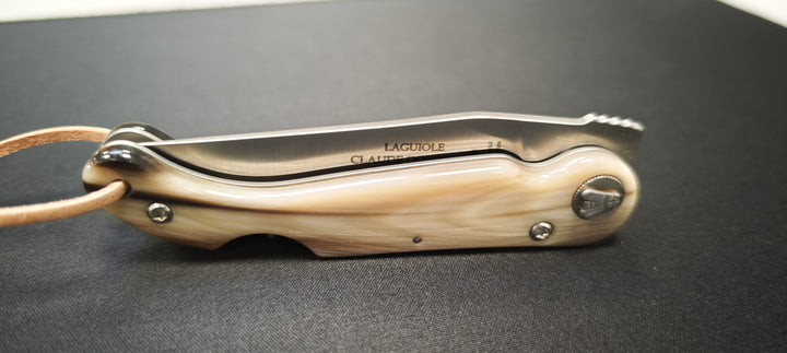 Couteau pliant Baroudeur Laguiole – Manche pointe de corne, lame lisse