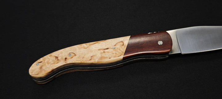 Couteau de Chasse Laguiole par le Fidèle Manche bouleau/Mitre cocobolo – Lame Acier Inoxydable