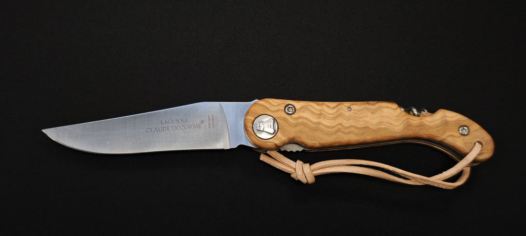 Couteau pliable Baroudeur Laguiole – Manche Bois d’Olivier , Lame Acier inoxydable