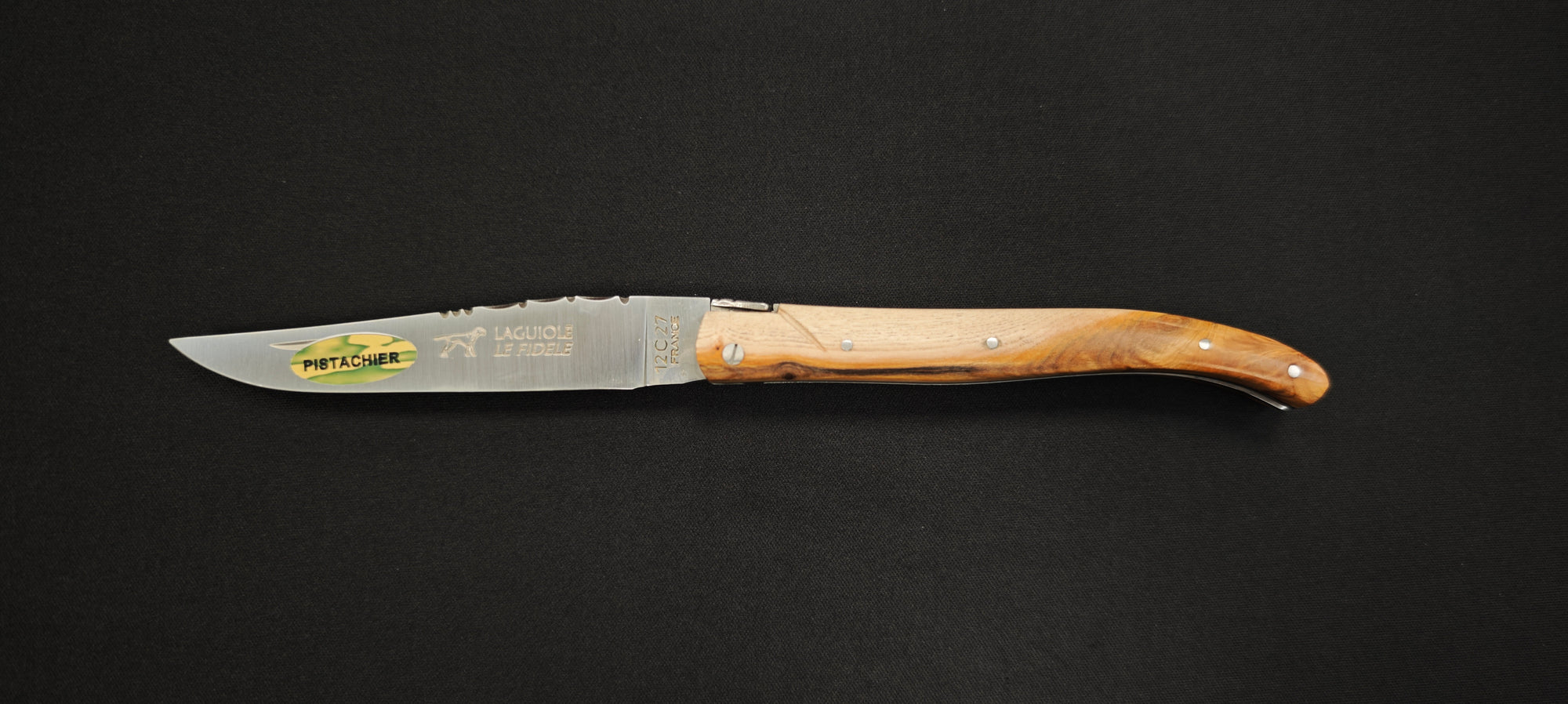 Couteau Laguiole Le Fidèle Manche Pistachier – Réf. 12PLPI | Artisanat Français Élégant