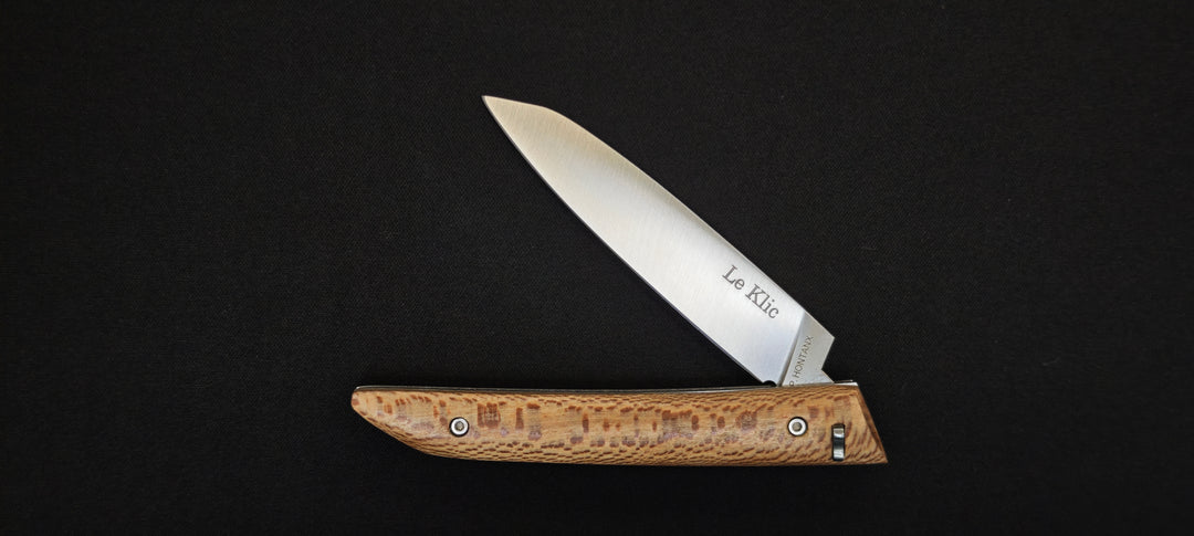 Le Klic JP Hontanx – Couteau pliant - Manche Platane – Lame inox 12C27N