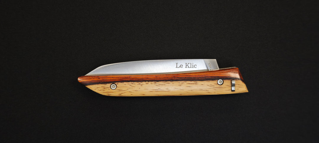 Le Klic par JP Hontanx - Couteau pliant – Manche Cocobolo & Aubier – Acier 12C27N