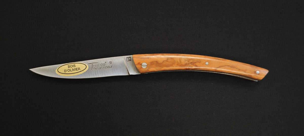 Couteau Pliant Le Thiers Par le Fidèle – Manche Bois d’Olivier | Réf. T10PLOL