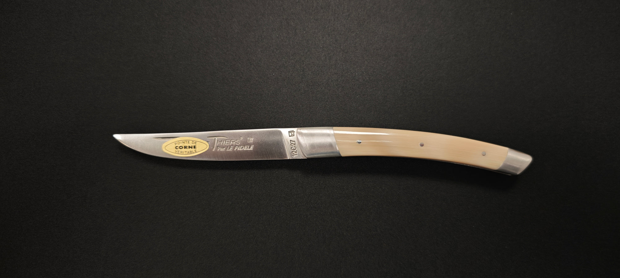 Couteau pliant Le Thiers par le Fidèle - Manche en pointe de corne véritable
