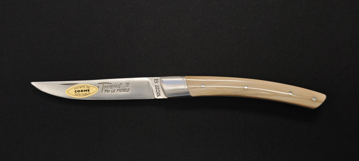Couteau pliant Le Thiers par le Fidèle - Manche en pointe de corne véritable