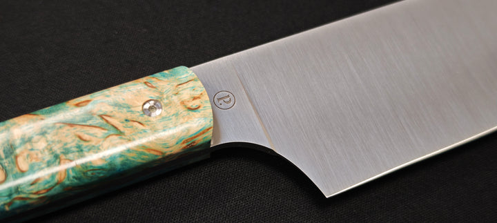 Perceval - Couteau demi chef "éminceur" 15cm - manche loupe de bouleau stabilisé | 947