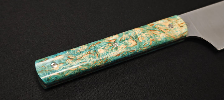 Perceval - Couteau demi chef "éminceur" 15cm - manche loupe de bouleau stabilisé | 947