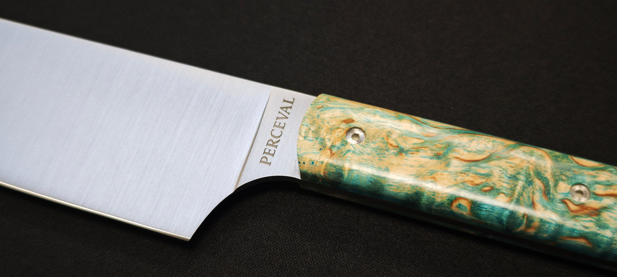 Perceval - Couteau demi chef "éminceur" 15cm - manche loupe de bouleau stabilisé | 947