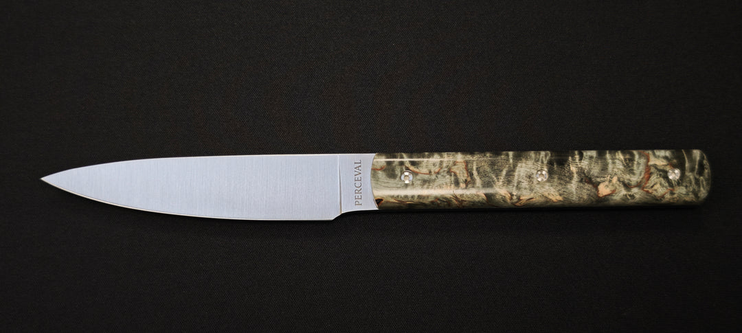 Perceval - Couteau d'office 10cm - manche loupe de bouleau noir stabilisé | 947
