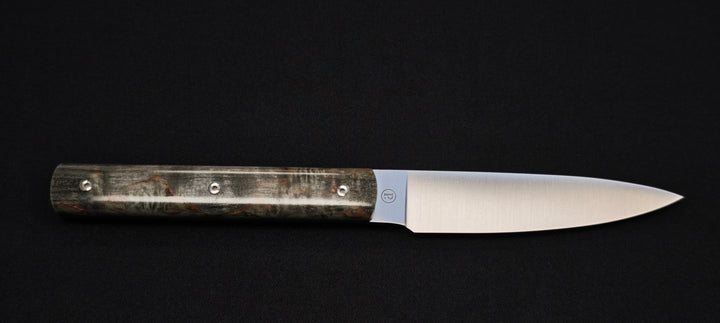 Perceval - Couteau d'office 10cm - manche loupe de bouleau noir stabilisé | 947