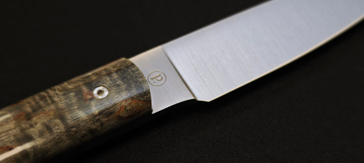 Perceval - Couteau d'office 10cm - manche loupe de bouleau noir stabilisé | 947