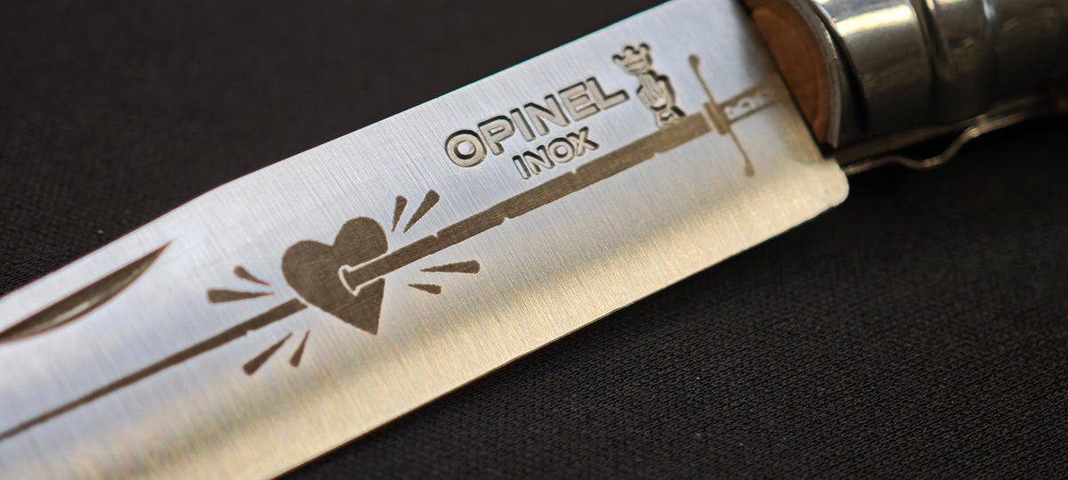 Lame inox de 8,5 cm du Opinel N°08 Jeremy Fish.