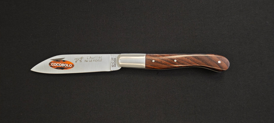 L'Aurillac par le Fidèle - Couteau pliant de poche manche en bois de cocobolo - Réf : AUCO