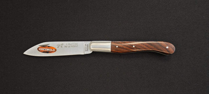 L'Aurillac par le Fidèle - Couteau pliant de poche manche en bois de cocobolo - Réf : AUCO