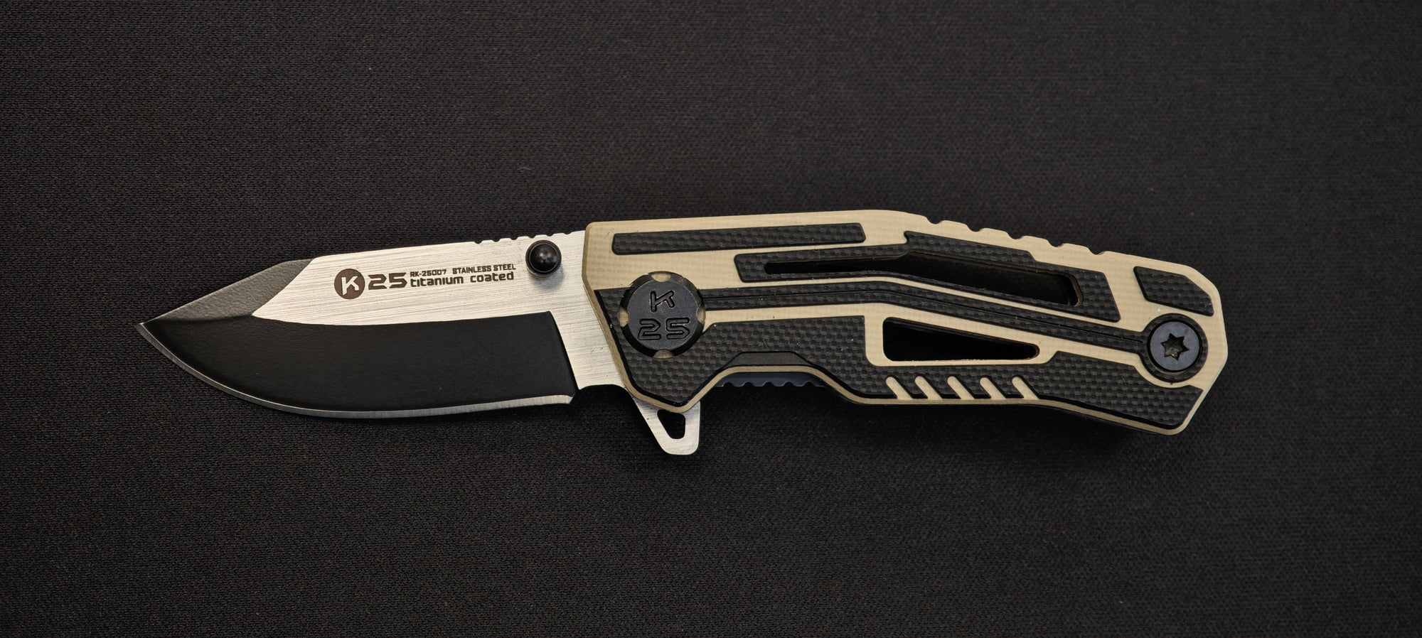 K25 Couteau pliant G10 coyote lame 5 cm