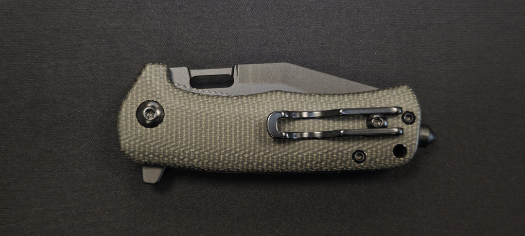 K25 25237 Couteau pliant micarta noir lame 6,5 cm - Brise vitre