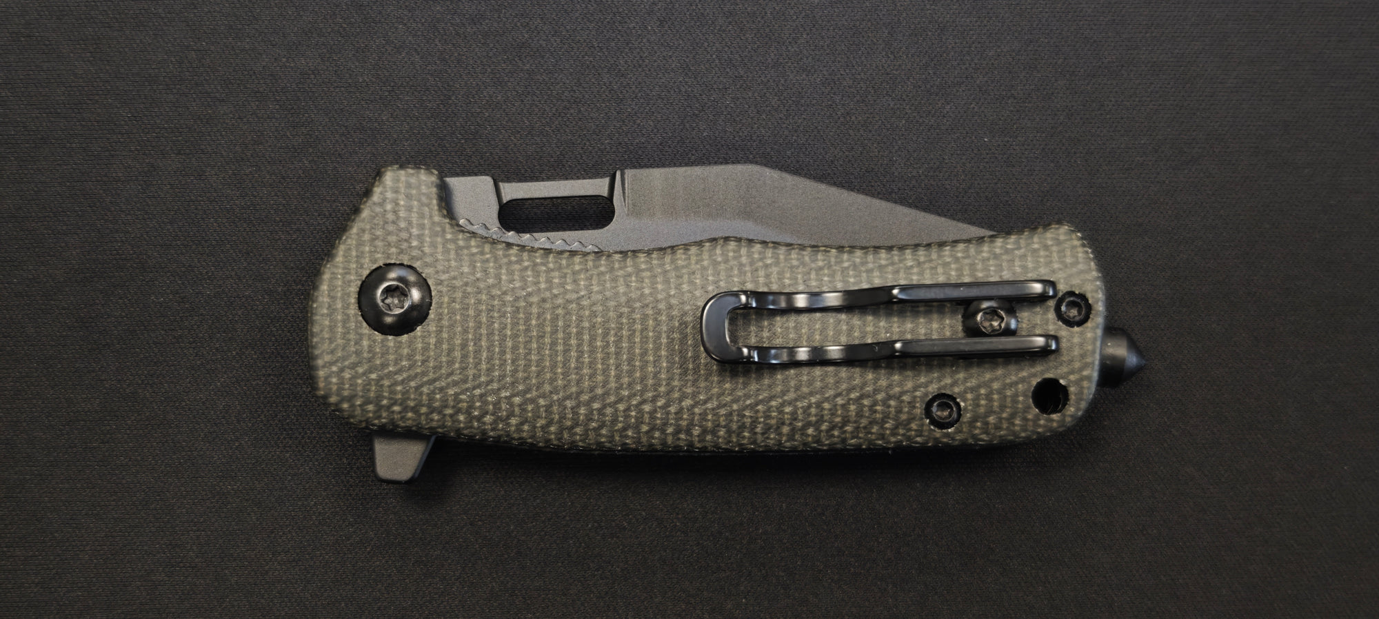 K25 25237 Couteau pliant micarta noir lame 6,5 cm - Brise vitre