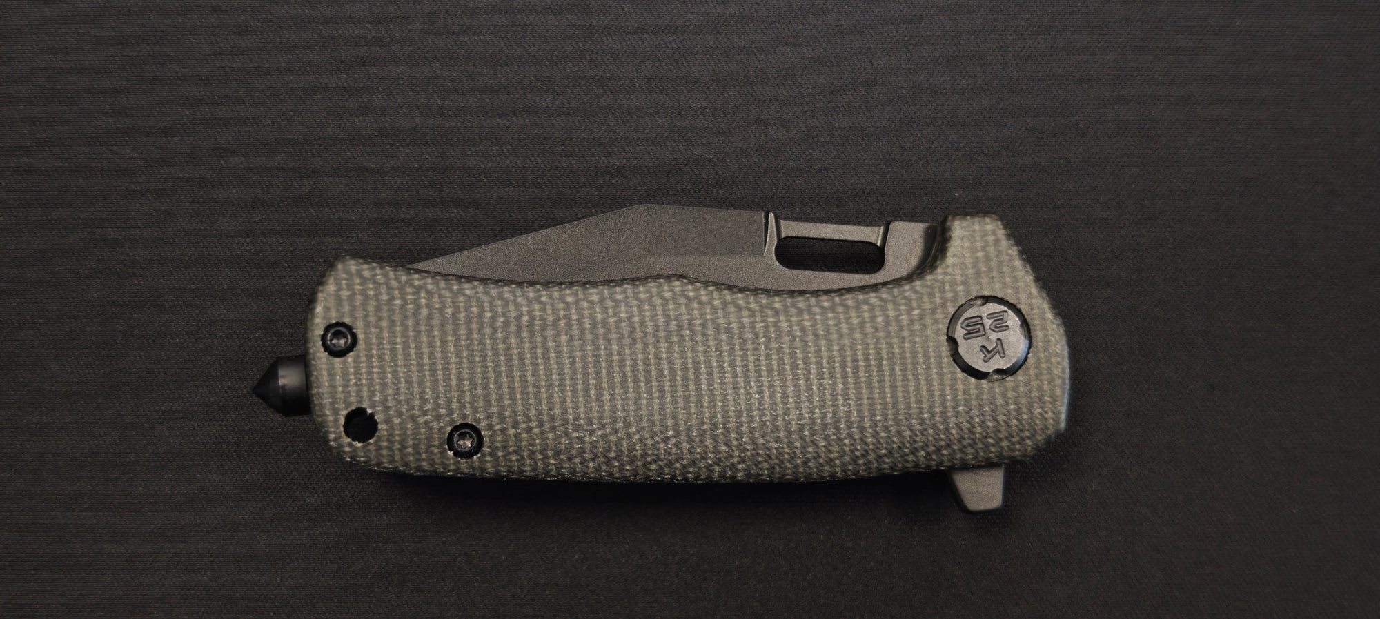 K25 25237 Couteau pliant micarta noir lame 6,5 cm - Brise vitre