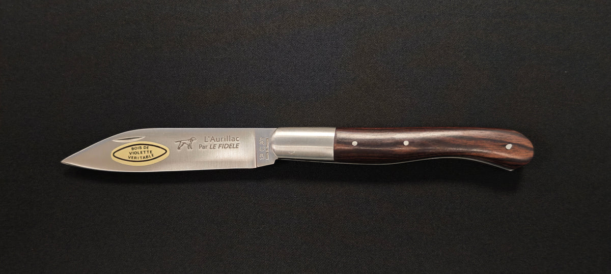L'Aurillac par le Fidèle - Couteau pliant de poche manche en bois de violette véritable - Réf : AUBV