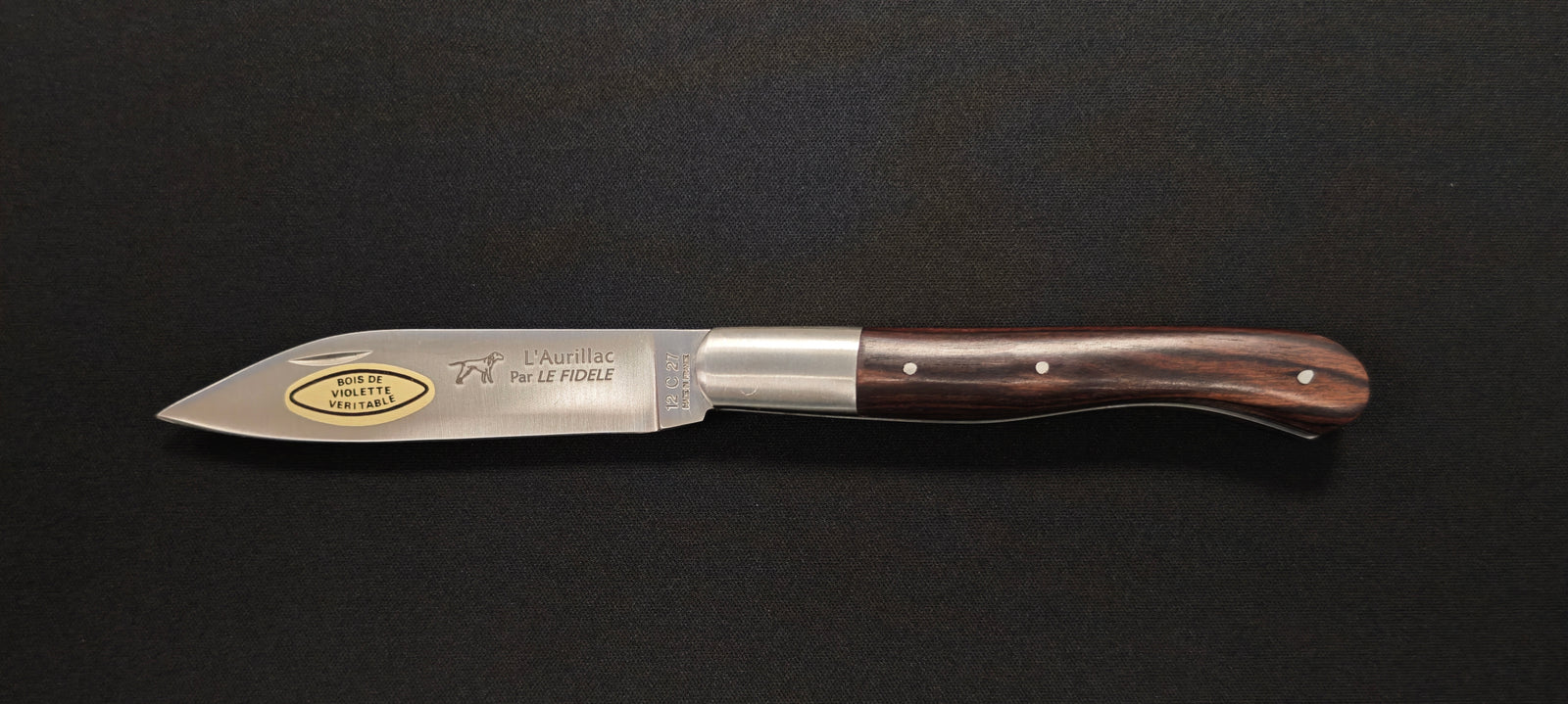 L'Aurillac par le Fidèle - Couteau pliant de poche manche en bois de violette véritable - Réf : AUBV