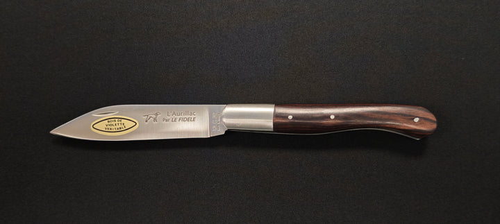L'Aurillac par le Fidèle - Couteau pliant de poche manche en bois de violette véritable - Réf : AUBV