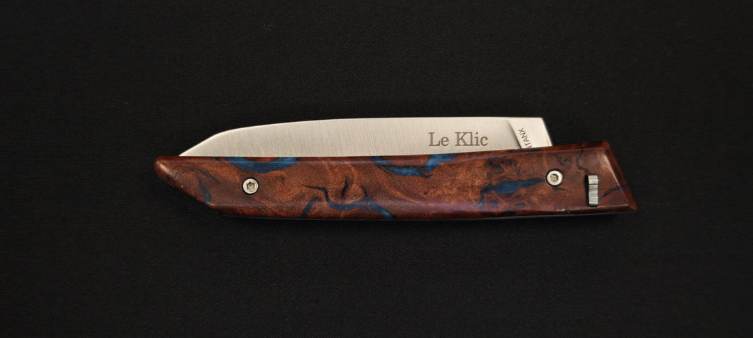 Le Klic JP Hontanx – Couteau pliant - Manche Loupe de Jarrah – Lame inox 12C27N