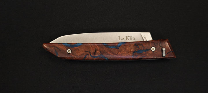 Le Klic JP Hontanx – Couteau pliant - Manche Loupe de Jarrah – Lame inox 12C27N