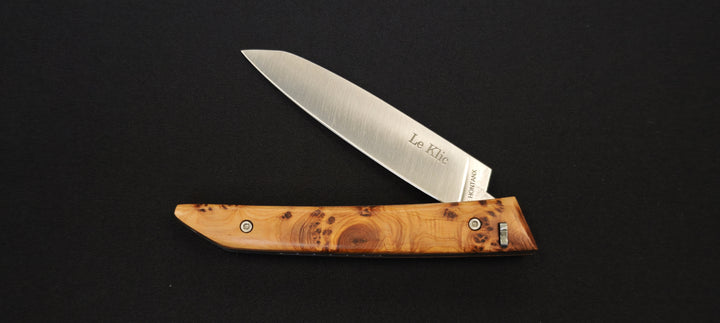 Le Klic JP Hontanx – Couteau pliant - Manche genévrier – Lame inox 12C27N