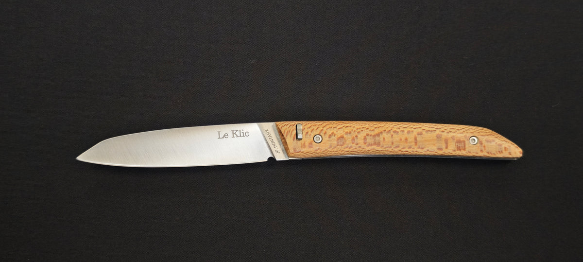Le Klic JP Hontanx – Couteau pliant - Manche Platane – Lame inox 12C27N