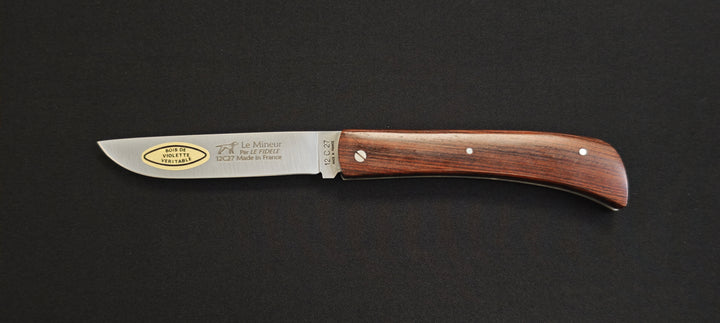 Couteau Pliant "Le Mineur" par Le Fidèle – Bois de Violette Véritable (MINBV)
