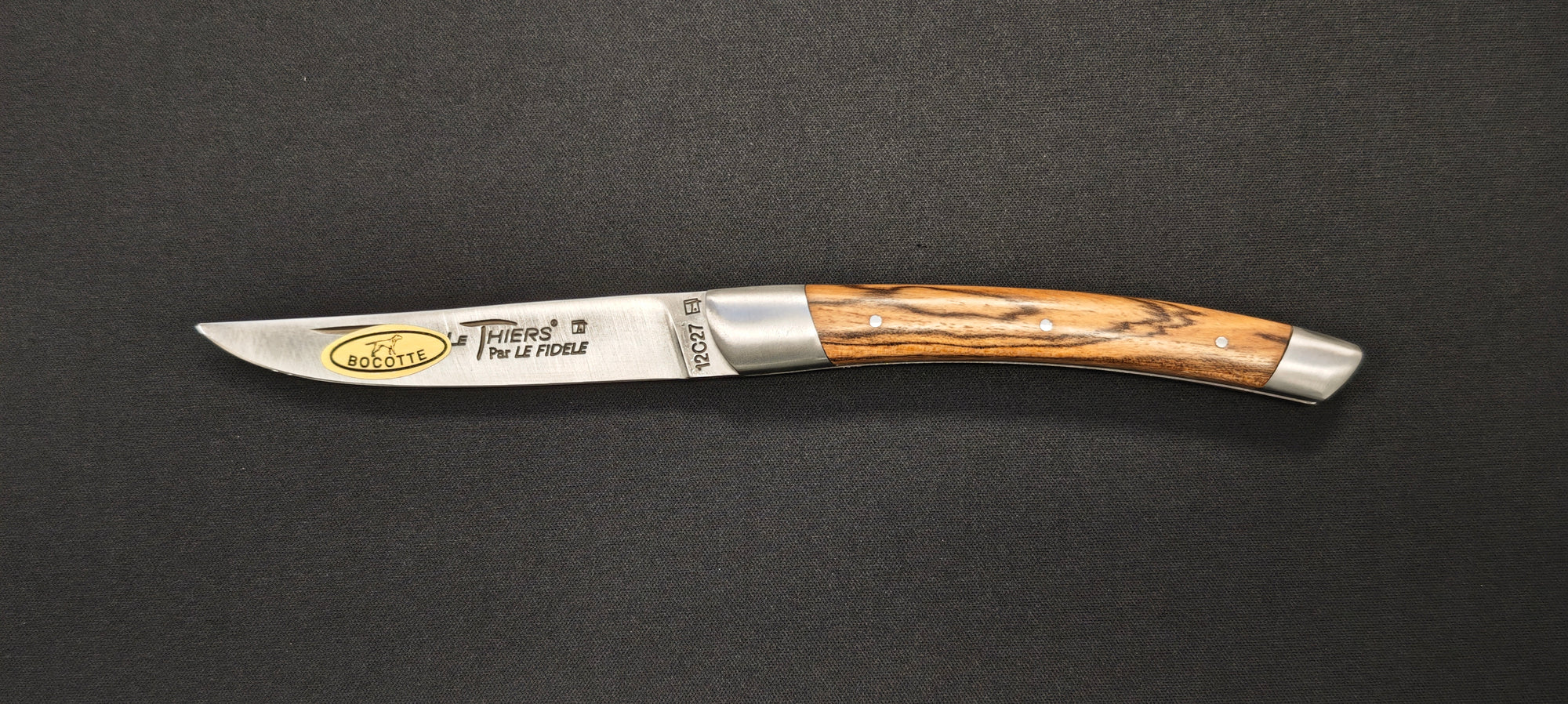 Couteau pliant Le Thiers par le Fidèle - Manche en bocotte - 2 mitres