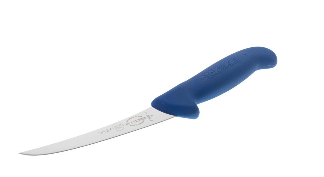 Dick ErgoGrip Couteau d’ébarbage demi flexible 15 cm - manche bleu