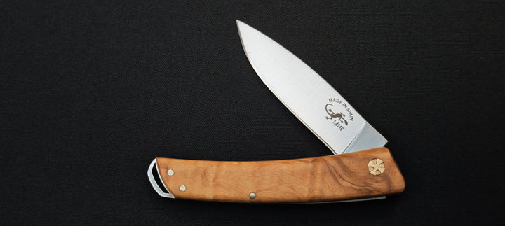 Couteau pliant Salamandra 9 cm – Manche olivier & lame inox