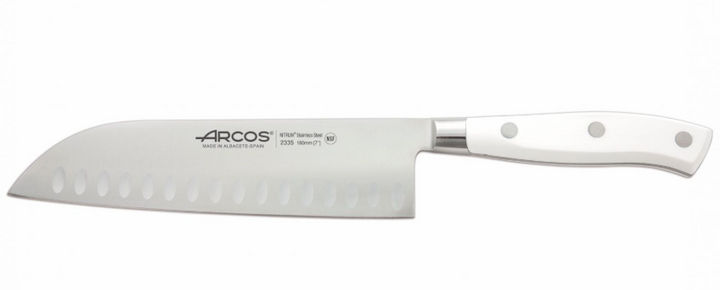Arcos Couteau Santoku Riviera Blanc 18cm – Lame Forgée NITRUM® & Manche Bactiproof