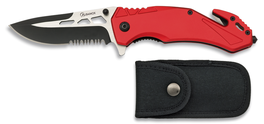 Couteau de sauvetage alu rouge - Coutellerie Marcin