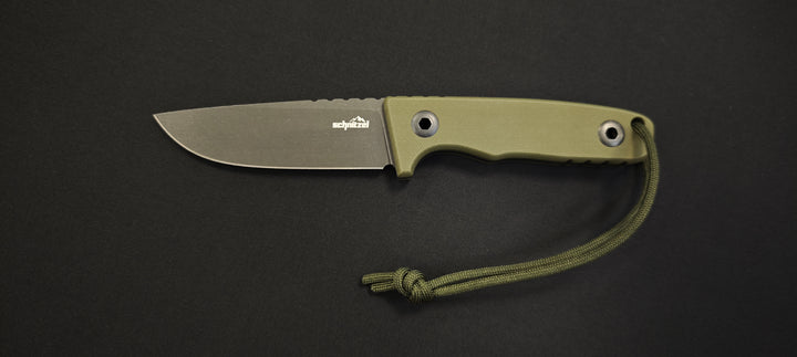 Schnitzel TRI OD : Couteau outdoor/buschcraft – Manche G10 kaki