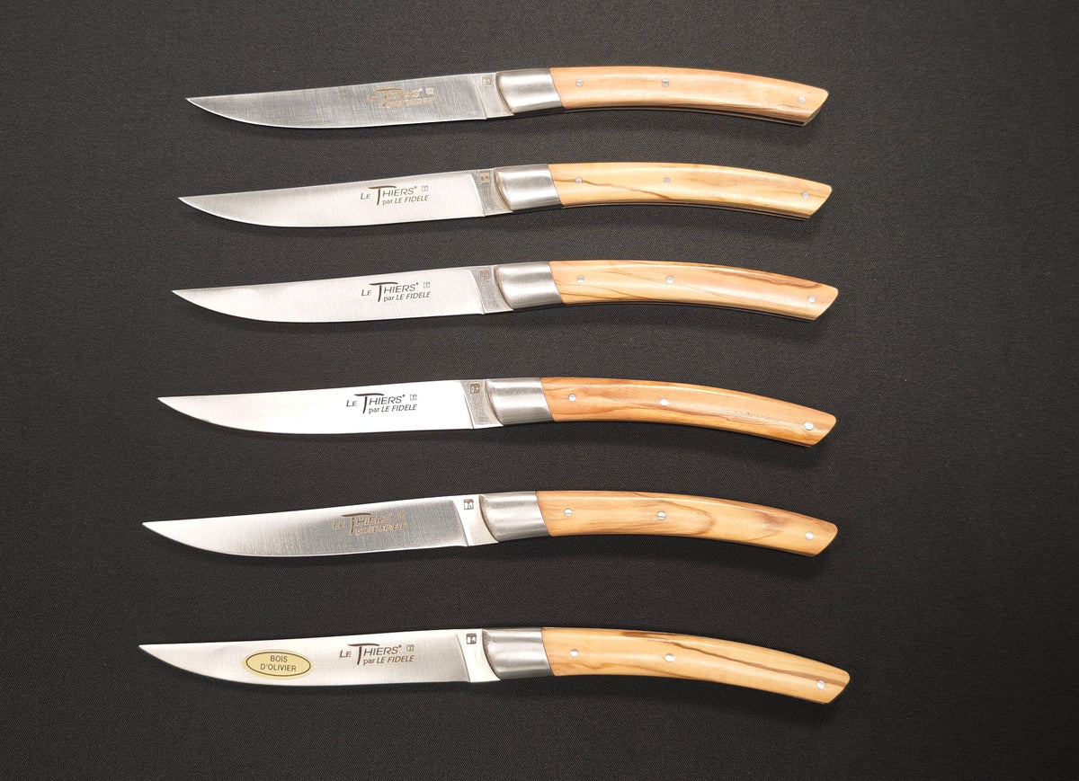 Couteaux à steak Le Thiers par Le Fidèle – Manche Olivier - 6 pièces
