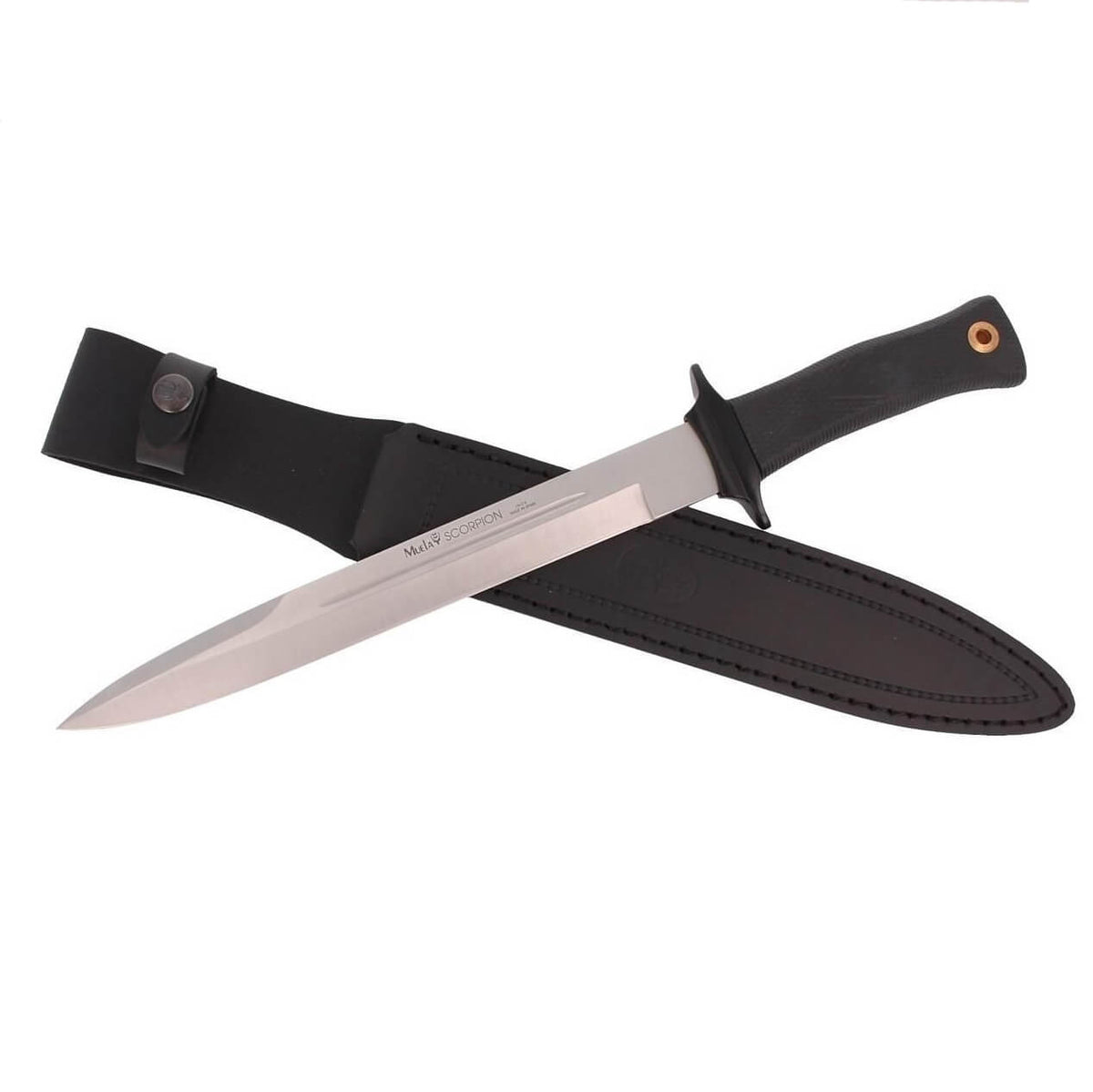 Muela Scorpion 26W – Couteau tactique en acier MoVa avec manche caoutchouc et étui cuir
